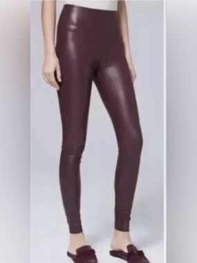 White House Black Market Runway Faux leather Legging Womens 12S Cabernet NWOT